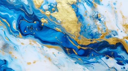 Crédence de cuisine en verre imprimé Cristaux Blue and gold swirl in marble pattern. Concept of luxury abstract art.