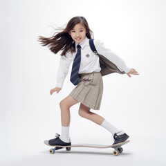 asian girl skateboarding