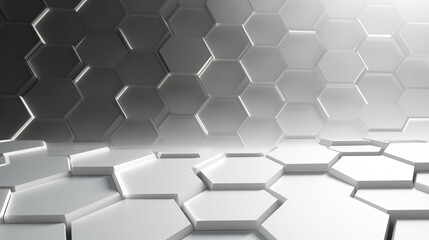 Abstract white and grey hexagons geometric design