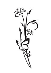 Floral design element isolated on white background. Hand drawn vector illustration.