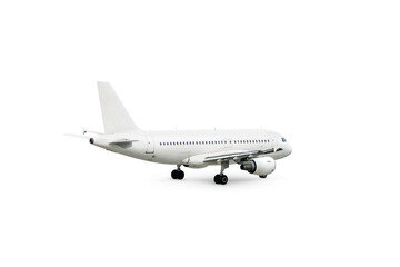 White modern passenger jet plane isolated