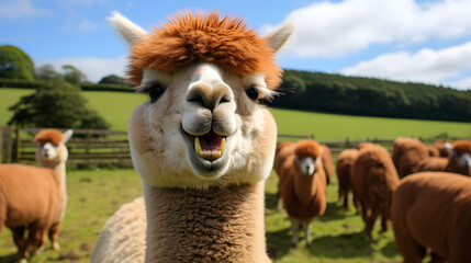 Obraz premium Alpaca in a farmyard