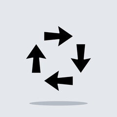 Arrows in different directions icon vector. Four Arrows icon sign symbol vector. Recycling vector icon illustration isolated on gray background