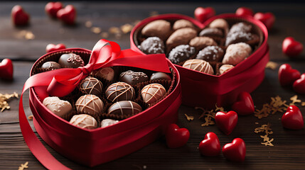 Caja de bombones con forma de corazón para el día de San Valentín
