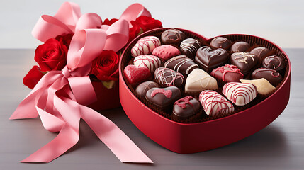 Caja de bombones con forma de corazón para el día de San Valentín