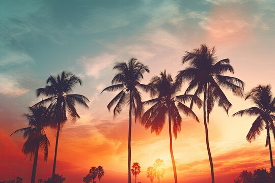 Landscape of a lush palm tree grove