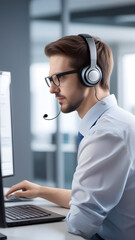 office worker with headset