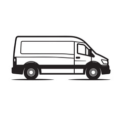 DELIVERY VAN in cartoon, doodle style. Isolated 2d vector illustration in logo, icon, sketch style, Eps 10, black and white. AI Generative