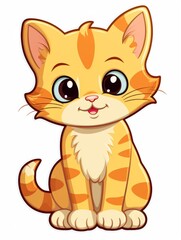Fototapeta premium Funny Kitten sticker in cartoon style, AI