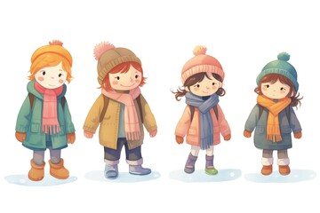 kids bundled up in winter clothing for a snowy outing
