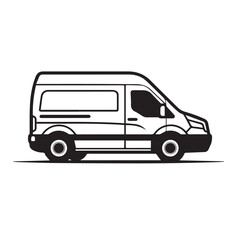 DELIVERY VAN in cartoon, doodle style. Isolated 2d vector illustration in logo, icon, sketch style, Eps 10, black and white. AI Generative