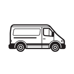 DELIVERY VAN in cartoon, doodle style. Isolated 2d vector illustration in logo, icon, sketch style, Eps 10, black and white. AI Generative