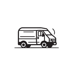 Fototapeta na wymiar DELIVERY VAN in cartoon, doodle style. Isolated 2d vector illustration in logo, icon, sketch style, Eps 10, black and white. AI Generative