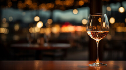 glass of wine on a table celebrate background - obrazy, fototapety, plakaty