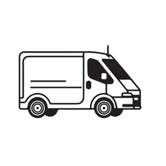 DELIVERY VAN in cartoon, doodle style. Isolated 2d vector illustration in logo, icon, sketch style, Eps 10, black and white. AI Generative