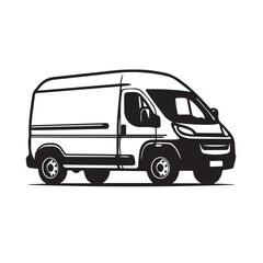 DELIVERY VAN in cartoon, doodle style. Isolated 2d vector illustration in logo, icon, sketch style, Eps 10, black and white. AI Generative