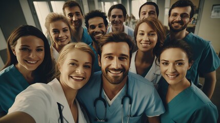 Group of doctors and nurses in the hospital