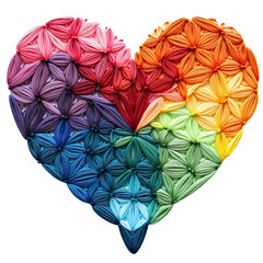 Fototapeta na wymiar Transparent rainbow embroidery heart for valentine holiday clipart