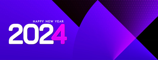 Stylish Happy new year 2024 elegant banner design