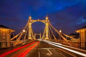 best view london albert bridge - obrazy, fototapety, plakaty