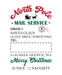 Santa's Special Delivery Christmas Gift Bag North Pole vintage Santa sack Design on white Background