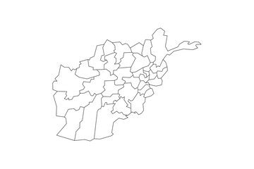 Afghanistan map administrative divisions vector outline