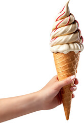 アイスクリームを持っている女性の手.generative AI