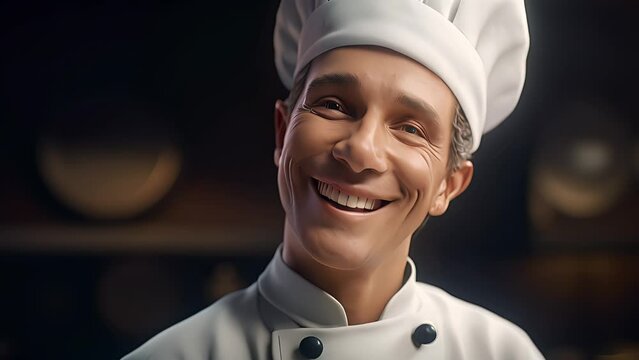Smiling chef in his kitchen. Created with Generative AI.	
