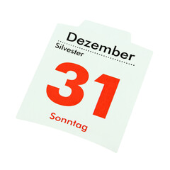 Deutscher Kalender und Datum 31. Dezember 2023 Silvester Sonntag und Hintergrund transparent PNG...