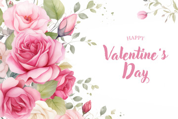 Valentines day background with watercolor heart. Vector illustration.