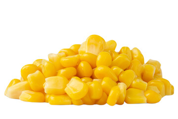 Heap of boiled corn kernels isolated on transparent background.