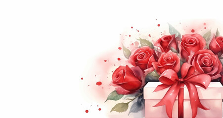 Valentines day background with watercolor heart. Vector illustration.