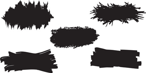 set of five hand-drawn watercolor brush strokes 