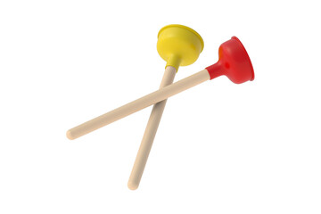 Two toilet plungers isolated on white background. 3d render