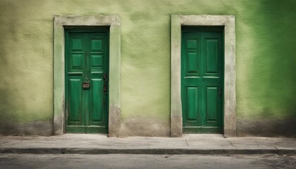 Fototapeta na wymiar green old closed door house entrance