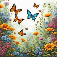  flower, pattern, floral, seamless, nature, wallpaper, blossom, spring, vector, leaf, design, illustration, art