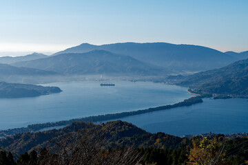 朝日が眩しい天橋立遠景