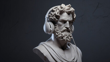 Greek man statue with MR headset