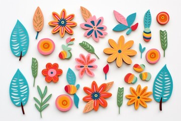 collection of felt flowers and leaves for decor
