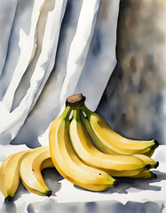 Sunny Bananas: A Bunch of Watercolor Warmth