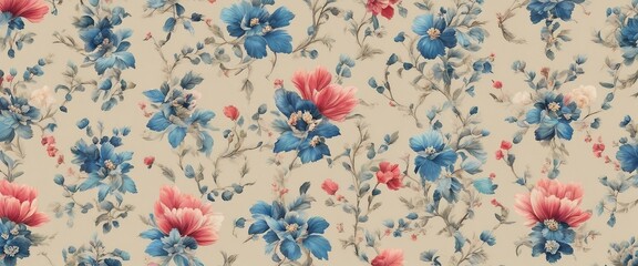 silk pattern with flower decals close up background