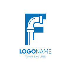 Letter F Pipe Plumbing Industrial Logo Design Vector Icon Graphic Emblem Illustration