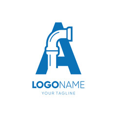 Letter A Pipe Plumbing Industrial Logo Design Vector Icon Graphic Emblem Illustration