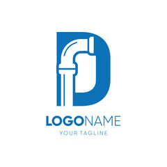 Letter D Pipe Plumbing Industrial Logo Design Vector Icon Graphic Emblem Illustration - obrazy, fototapety, plakaty