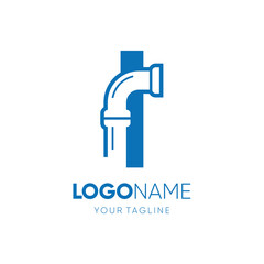 Letter I Pipe Plumbing Industrial Logo Design Vector Icon Graphic Emblem Illustration