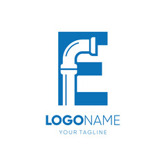 Fototapeta premium Letter E Pipe Plumbing Industrial Logo Design Vector Icon Graphic Emblem Illustration