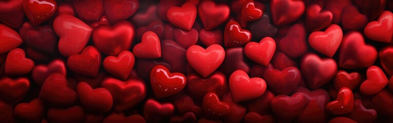 Valentines red hearts background - obrazy, fototapety, plakaty