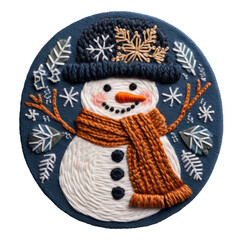 Transparent embroidery snowman clipart background