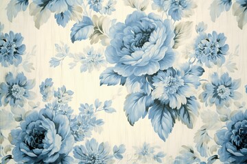 Vintage wallpaper with blue floral victorian pattern, Generative AI - obrazy, fototapety, plakaty