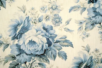 Foto op Canvas Vintage wallpaper with blue floral victorian pattern, Generative AI © Art Fusion